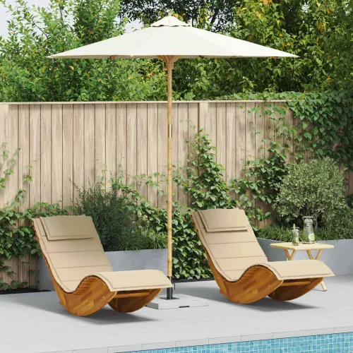 Vrtni suncobran Ø 240 x 260 cm Bambus Kružni Krem bijela - 240 x 240 x 260 cm Krem bijela Cijena