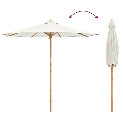 Vrtni suncobran Ø 270 x 260 cm Bambus Kružni Krem bijela - 270 x 270 x 260 cm Krem bijela Cijena