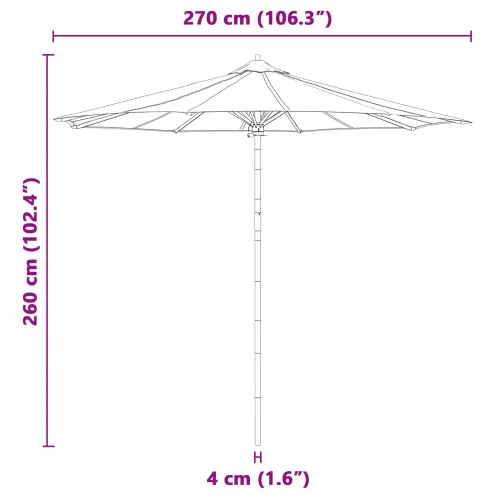 Vrtni suncobran Ø 270 x 260 cm Bambus Kružni Krem bijela - 270 x 270 x 260 cm Krem bijela Cijena