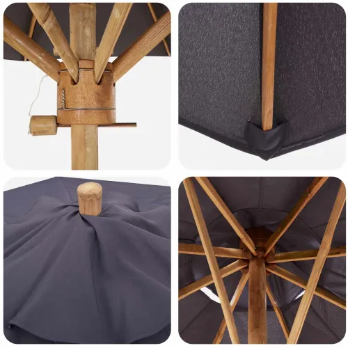 Vrtni suncobran Ø 150 x 210 cm Bambus Kružni Tamnosiva - 150 x 150 x 210 cm Tamnosiva Cijena