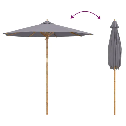 Vrtni suncobran Ø 240 x 260 cm Bambus Kružni Tamnosiva - 240 x 240 x 260 cm Tamnosiva Cijena