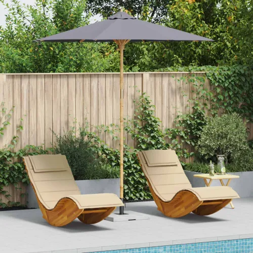 Vrtni suncobran Ø 240 x 260 cm Bambus Kružni Tamnosiva - 240 x 240 x 260 cm Tamnosiva Cijena