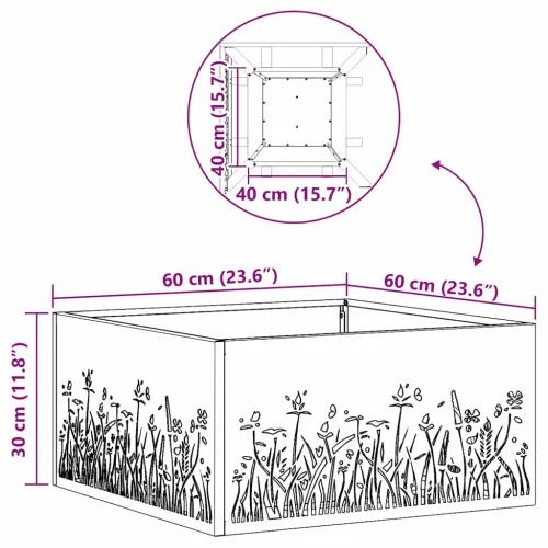 Vatra zdjela Crna Čelik otporan na vremenske uvjete - Čelik s hladno valjanom površinom/crna 60 x 60 x 30 cm Cijena