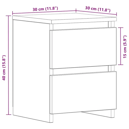 Noćni ormar 2 kom. Crni hrast 30 x 30 x 40 cm Konstruirano drvo - Crni hrast 2 Cijena