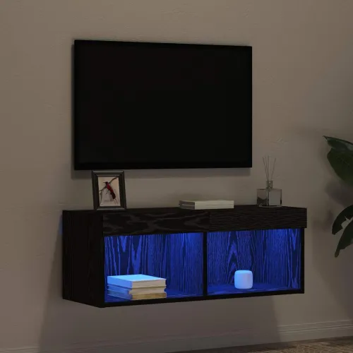 Set TV komoda 80 x 30 x 30 cm Crni hrast Konstruirano drvo - Crni hrast 80 cm 1 Cijena