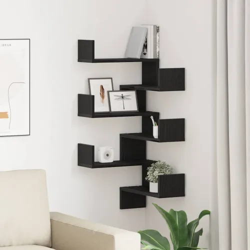 Zidna polica 2 kom. Crni hrast 40 x 40 x 49,5 cm - Crni hrast 2 Cijena