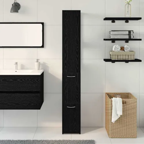 Kupaonski ormar Crni hrast 25 x 25 x 170 cm Konstruirano drvo - Crni hrast Cijena