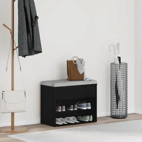 Klupa za cipele 60 x 30 x 45 cm Konstruirano drvo Crni hrast - Crni hrast 60 x 30 x 45 cm Cijena
