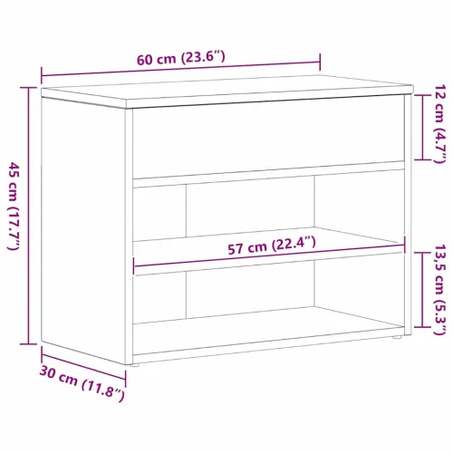 Klupa za cipele 60 x 30 x 45 cm Konstruirano drvo Crni hrast - Crni hrast 60 x 30 x 45 cm Cijena