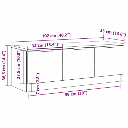 TV ormar 102 x 35 x 36,5 cm Crni hrast Konstruirano drvo - Crni hrast Cijena