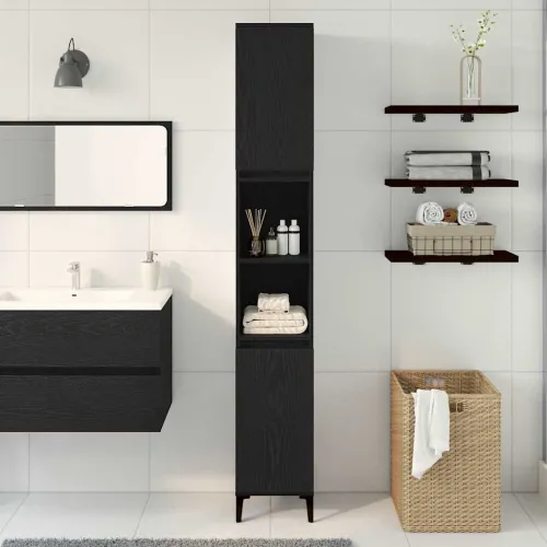 Kupaonski ormar Crni hrast 30 x 30 x 190 cm Konstruirano drvo - Crni hrast Cijena
