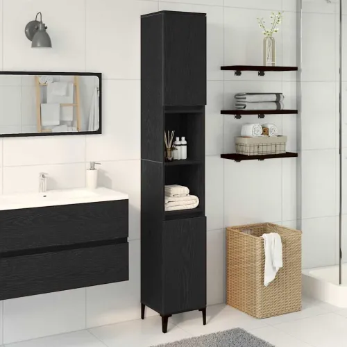 Kupaonski ormar Crni hrast 30 x 30 x 190 cm Konstruirano drvo - Crni hrast Cijena