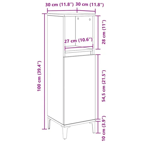 Kupaonski ormar Crni hrast 30 x 30 x 100 cm Konstruirano drvo - Crni hrast Cijena