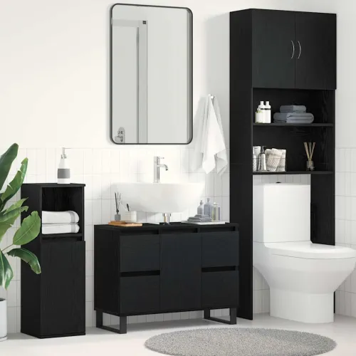 Kupaonski ormar Crni hrast 80 x 33 x 60 cm Konstruirano drvo - Crni hrast Cijena
