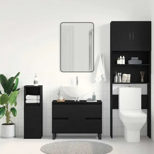 Kupaonski ormar Crni hrast 80 x 33 x 60 cm Konstruirano drvo - Crni hrast Cijena