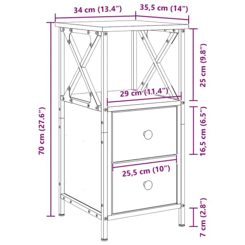 Noćni ormar Crni hrast 34 x 35,5 x 70 cm Konstruirano drvo - Crni hrast 1 Cijena