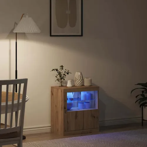 LED komoda Smeđa 60,5 x 37 x 67 cm Konstruirano drvo - hrast artisan Cijena