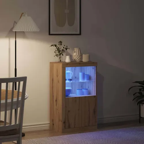 LED komoda 60,5 x 37 x 100 cm Konstruirano drvo - hrast artisan Cijena