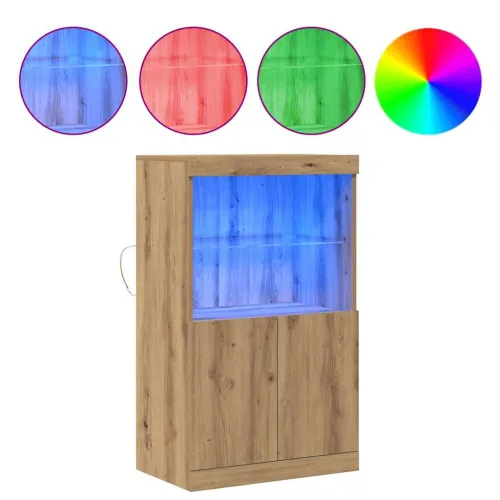 LED komoda Smeđa 60 x 37 x 100 cm Konstruirano drvo - hrast artisan Cijena