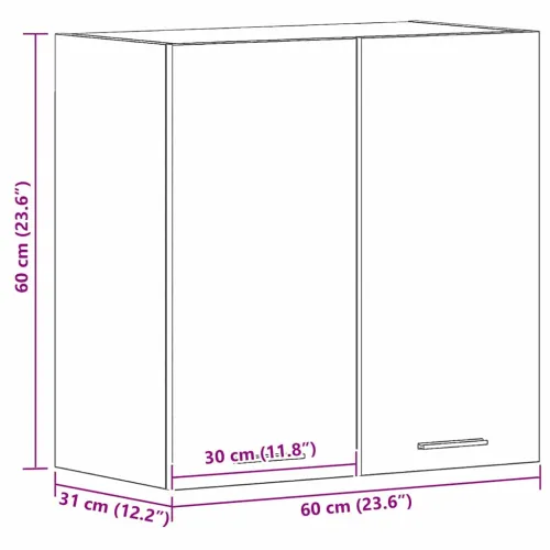 Viseći ormarić Lyon Crni hrast 60 x 31 x 60 cm - Crni hrast 1x viseći ormar (2 vrata) 60 cm širok 60 cm visok Cijena
