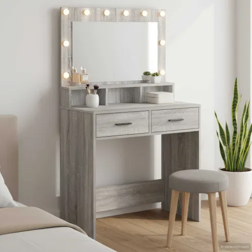 Toaletni stol Siva Sonoma 79 x 41 x 135 cm Konstruirano drvo - 79 x 41 x 135 cm Sivi hrast sonoma Cijena