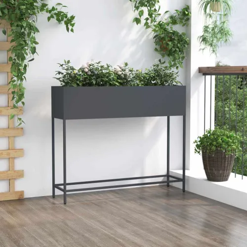 Povišeni Vrtni Planter Antracit 100 x 26 x 82 cm Čelik - Antracit 100 x 26 x 82 cm Cijena
