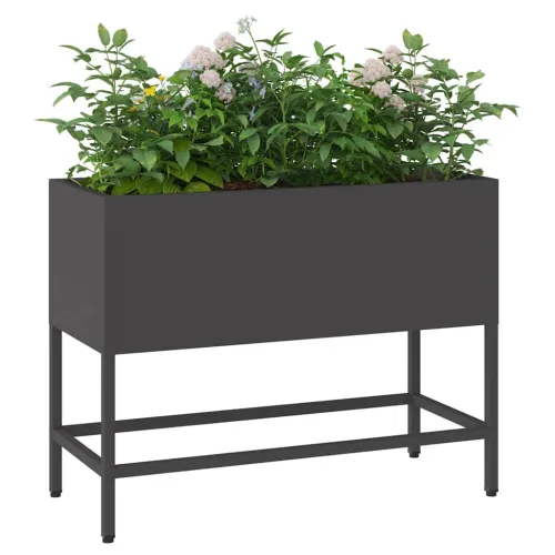 Povišeni Vrtni Planter Crna 60 x 26 x 45 cm Čelik - Crna 60 x 26 x 45 cm Cijena