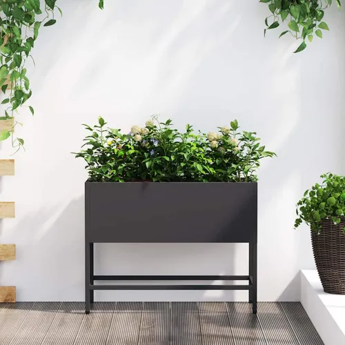 Povišeni Vrtni Planter Crna 60 x 26 x 45 cm Čelik - Crna 60 x 26 x 45 cm Cijena