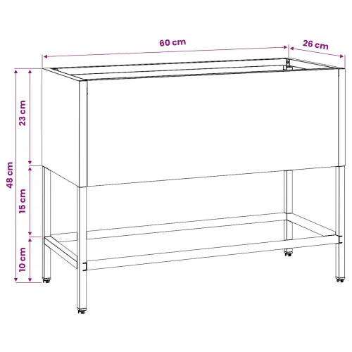 Povišeni Vrtni Planter Crna 60 x 26 x 45 cm Čelik - Crna 60 x 26 x 45 cm Cijena