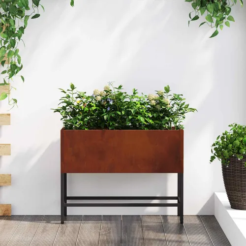 Povišeni Vrtni Planter Rđa 60 x 26 x 45 cm - Otporni čelik 60 x 26 x 45 cm Cijena