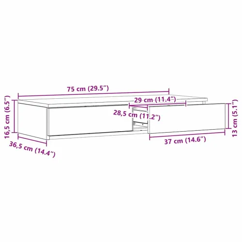 Ladice za krevet Siva Sonoma 75 x 36,5 x 16,5 cm - Sivi hrast sonoma 75 x 36,5 x 16,5 cm Cijena