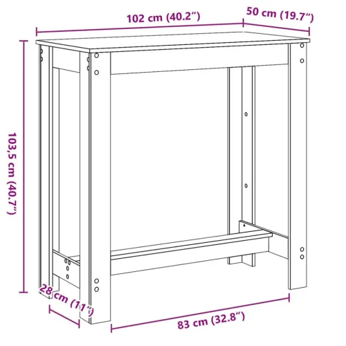 Stol za bar 102 x 50 x 103.5 cm Konstruirano drvo Crni hrast - Crni hrast 102 cm Cijena