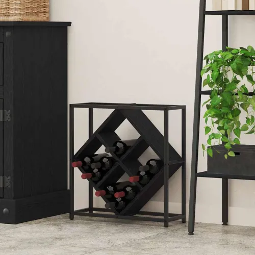 Stalak za vino 16 boca Konstruirano drvo Crni hrast - Crni hrast Cijena