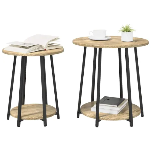 Set pomoćnih stolića 2 kom. Sonoma hrast i crna 50 x 50 x 51 cm - sonoma hrast Cijena