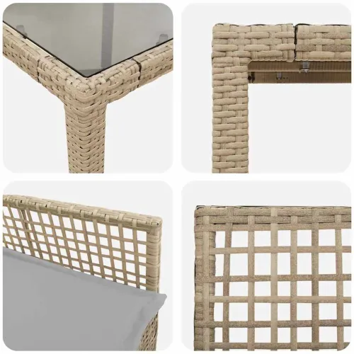 Vrtni set za objed 9 kom. Bež poliratan - 8-mjesta bež i svjetlosiva 190 x 90 x 75 cm Cijena