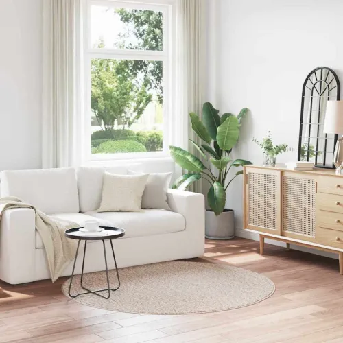 Protuklizni Shaggy Tepih Krem 160 x 160 cm PP - Krem Ø 160 cm Cijena