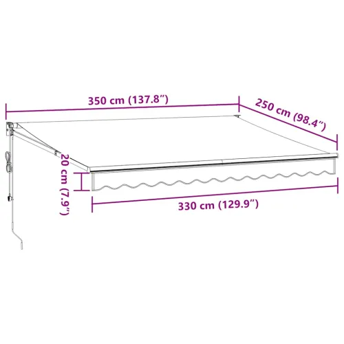 Tenda na automatsko uvlačenje bordo 350x250 cm - Tamno crvena 3,5 x 2,5 m s antracitnim okvirom Cijena
