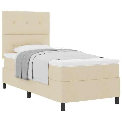 Box spring krevet s uzglavljem Krema 100 x 200 cm tkanina - Krema 100 x 200 cm Prošiveno gumbima Cijena