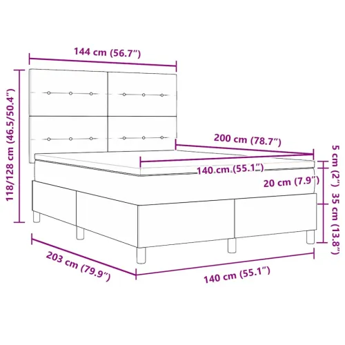 Box spring krevet s madracem Crna 140 x 200 cm tkanina - Crna 140 x 200 cm Prošiveno gumbima Cijena
