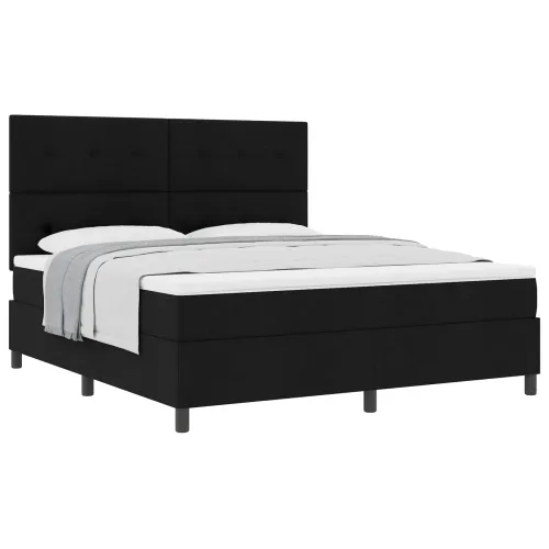 Box spring krevet s uzglavljem Crna 180 x 200 cm tkanina - Crna 180 x 200 cm Prošiveno gumbima Cijena