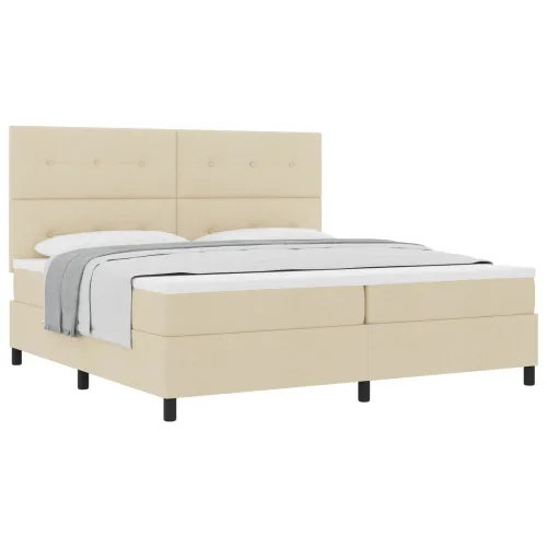 Box spring krevet s uzglavljem Krema 200 x 200 cm tkanina - Krema 200 x 200 cm Prošiveno gumbima Cijena