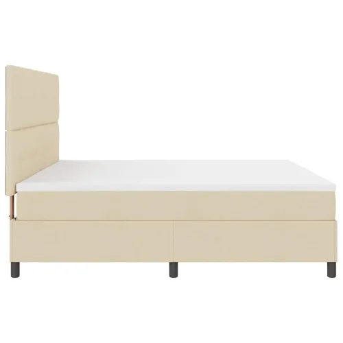 Box spring krevet s uzglavljem Krema 200 x 200 cm tkanina - Krema 200 x 200 cm Prošiveno gumbima Cijena