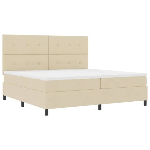 Box spring krevet s uzglavljem Krema 200 x 200 cm tkanina - Krema 200 x 200 cm Prošiveno gumbima Cijena