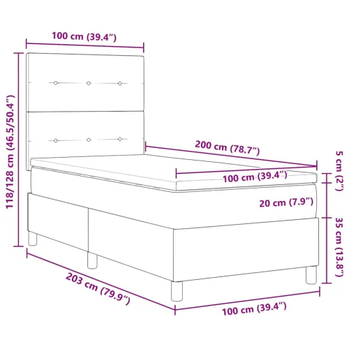 Box spring krevet s uzglavljem Krema 100 x 200 cm tkanina - Krema 100 x 200 cm Prošiveno gumbima Cijena
