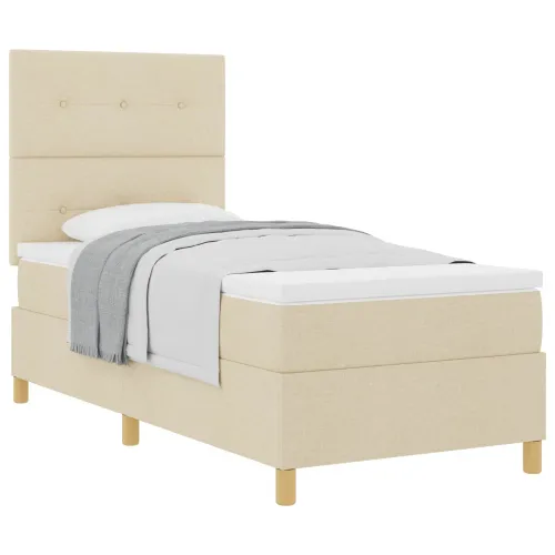 Box spring krevet s uzglavljem Krema 100 x 200 cm tkanina - Krema 100 x 200 cm Prošiveno gumbima Cijena