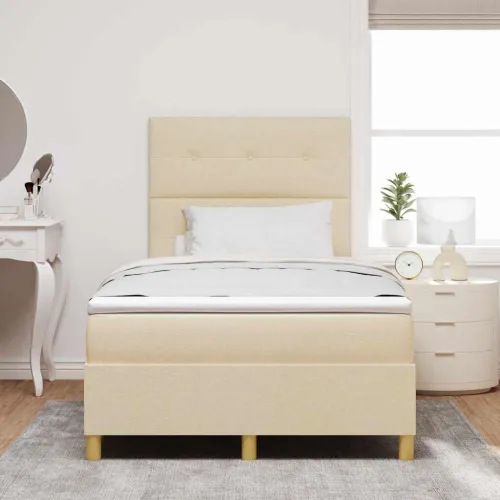 Box spring krevet s uzglavljem Krema 120 x 200 cm tkanina - Krema 120 x 200 cm Prošiveno gumbima Cijena