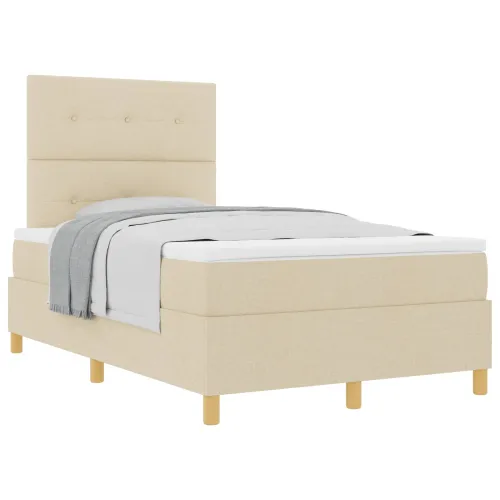 Box spring krevet s uzglavljem Krema 120 x 200 cm tkanina - Krema 120 x 200 cm Prošiveno gumbima Cijena