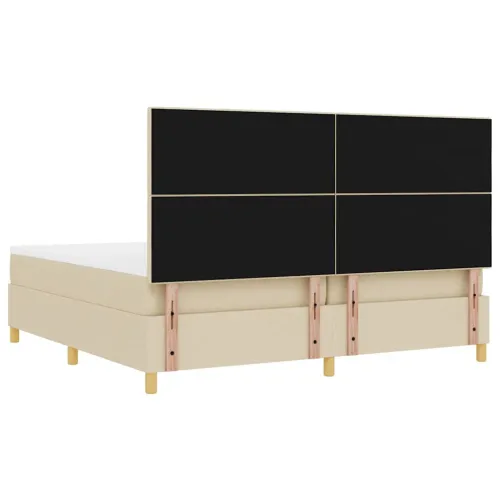 Box spring krevet s uzglavljem Krema 200 x 200 cm tkanina - Krema 200 x 200 cm Prošiveno gumbima Cijena