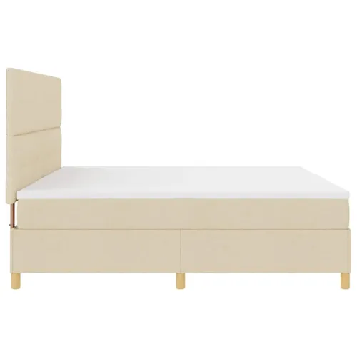 Box spring krevet s uzglavljem Krema 200 x 200 cm tkanina - Krema 200 x 200 cm Prošiveno gumbima Cijena