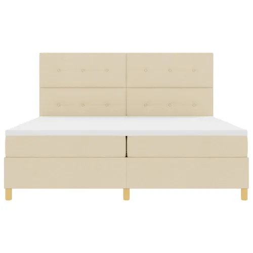 Box spring krevet s uzglavljem Krema 200 x 200 cm tkanina - Krema 200 x 200 cm Prošiveno gumbima Cijena